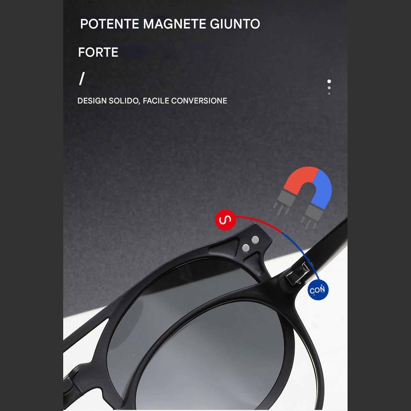 Lunettes de soleil magnétiques - Clip polarisé sur verres de protection UV, anti-éblouissement rétro, design à cadre élégant, coupe confortable légère | idéal pour les hommes femmes nottu
