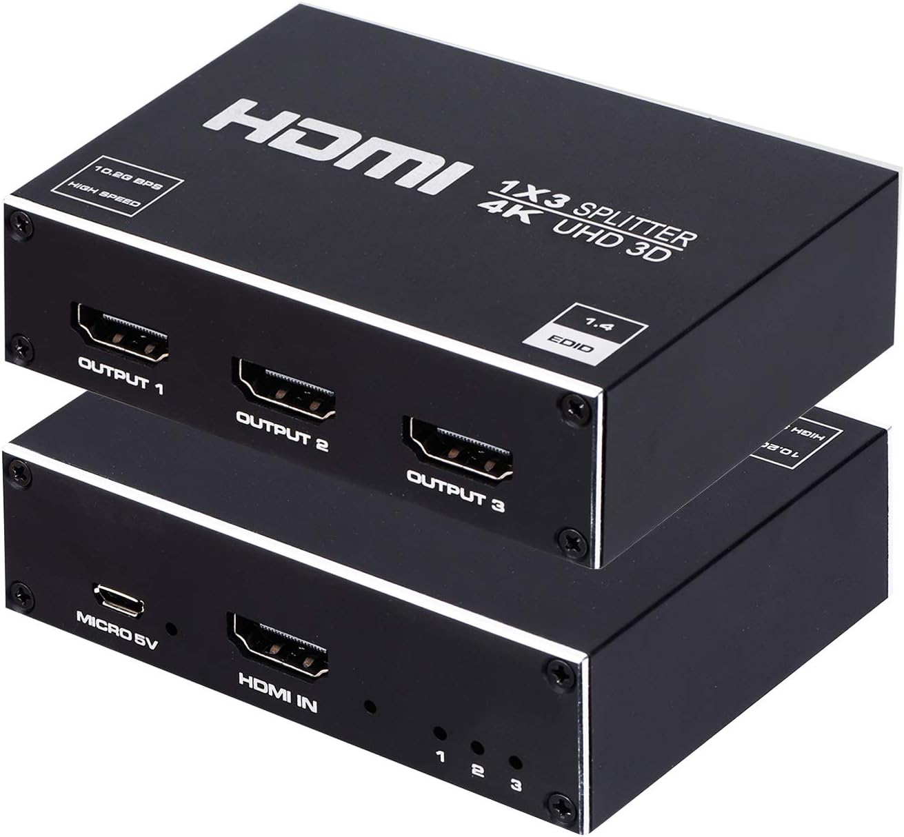 ENBUER 1x3 HDMI Splitter, 1 in 3 Out HDMI Splitter Audio Video Distributor Box Support 3D & 4K x 2K Compatible for HDTV, STB, DVD, PS3, Projector Etc