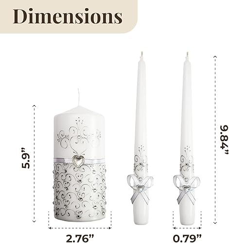Miniatura 5 de Unity - Juego de velas para ceremonia de boda, 3 piezas de pilar de 6 pulgadas y 2 velas cónicas de 10 pulgadas, velas decorativas de boda, velas