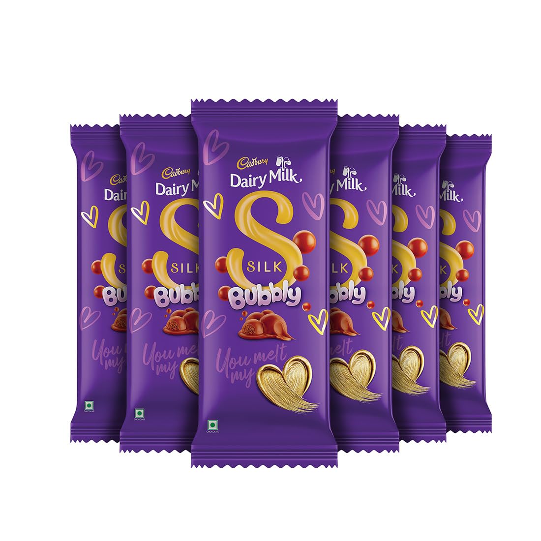 Cadbury Dairy Milk Silk Bubbly Chocolate Bar,46 g (Pack of 6)., 276 Gm