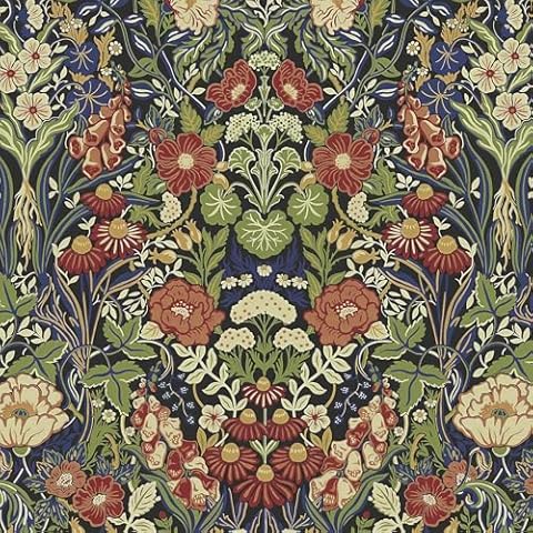 Livebor Floral Peel and Stick Wallpaper Vintage Floral Contact Paper 15.7inchx196.8inch Boho Floral Removable Wallpaper Peel and Stick Dark Floral Textured Paper Self Adhesive Wallpaper for Cabinets Cover