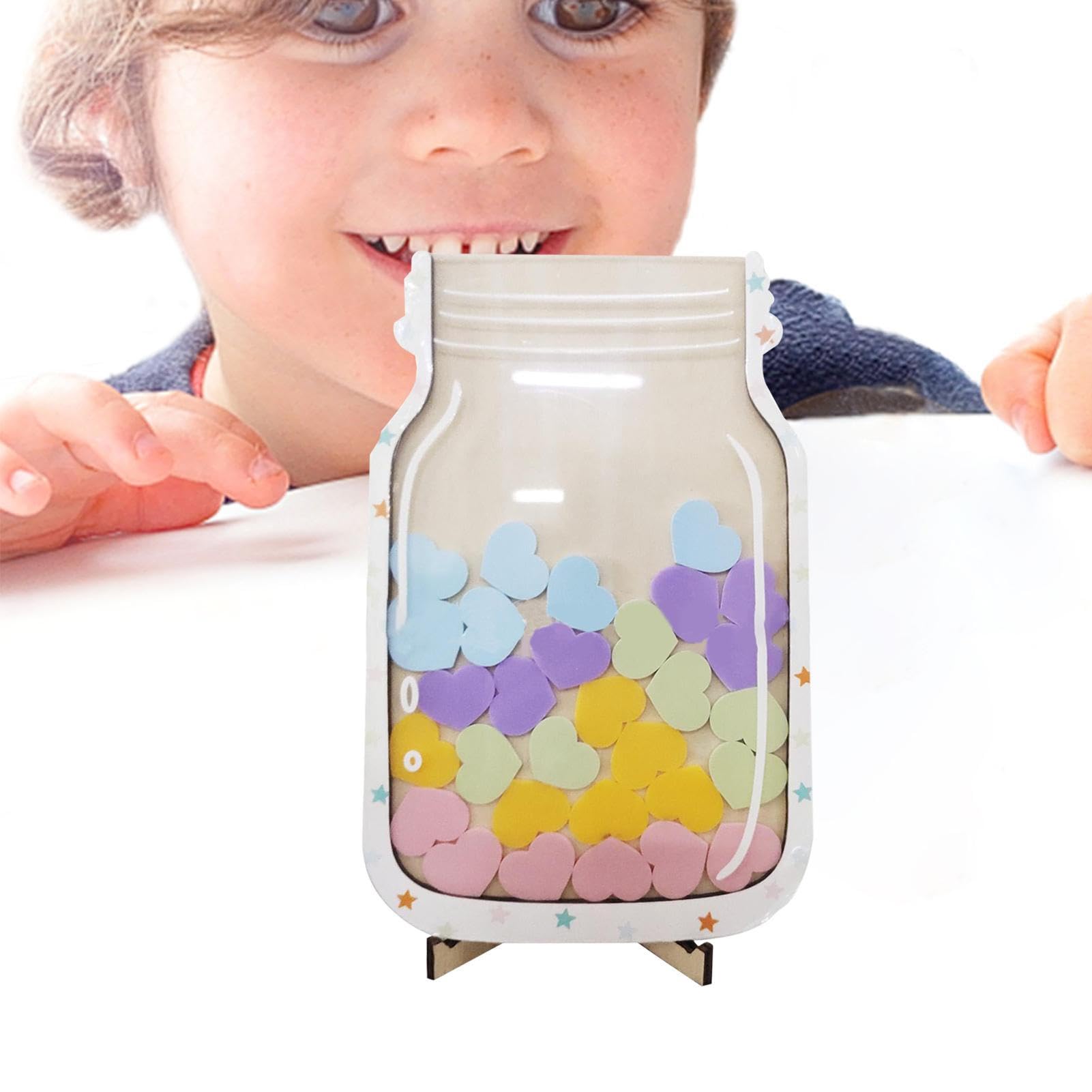 OSDUE Beloningsglas voor kinderen, beloningsglas, beloningsglas, klaslokalen, sterren stimulatieglas van hout, kinderbeloningstabel, Star Jar Reward System voor jongens en meisjes (100 ster