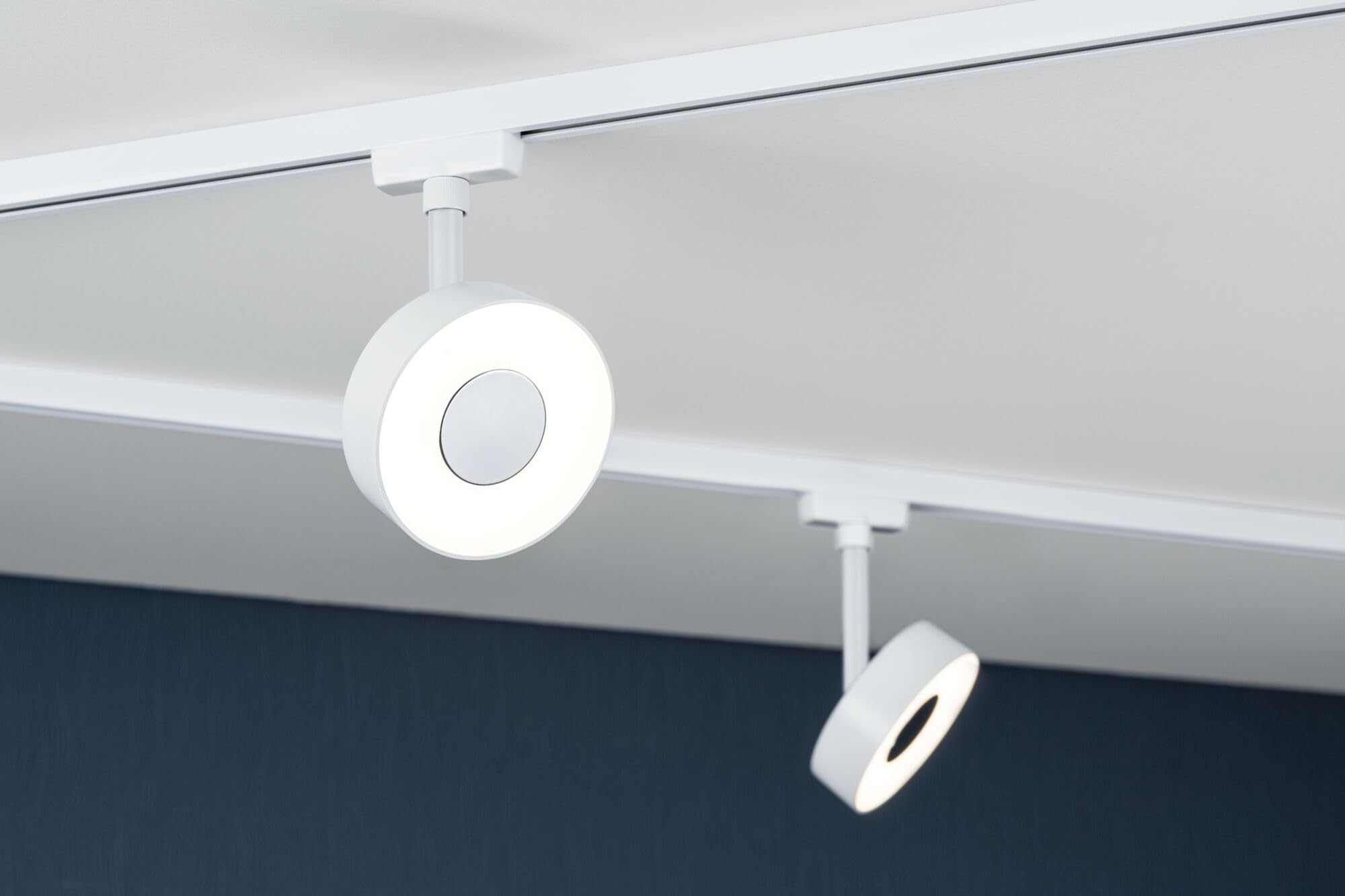 Paulmann 95703 URail - Foco LED para riel de 3 pasos, círculo tenue, foco individual, 210 lm, 5 W, 3000 K, regulable, 230 V, señal blanca
