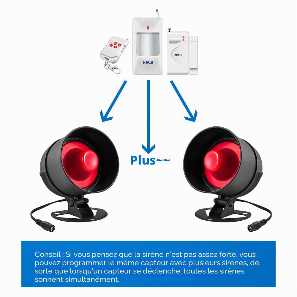 Alarme Maison sans Fil, Alarme Maison avec115dB Sirène Alarme Porte Télécommande Detecteur de Mouvement Ring Alarm Système de Sécurité Kit pour Alarme Garage/Voiture/Appartement