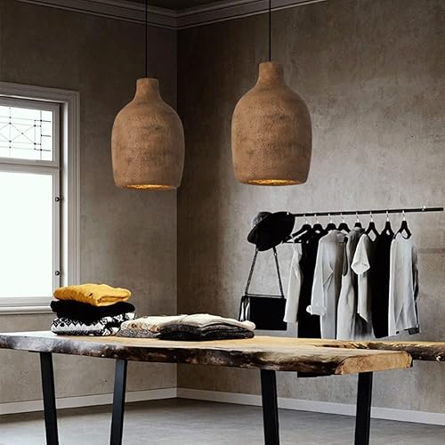 Miniatura 5 de Wabi-sabi - Lámpara colgante de resina estilo japonés, lámpara colgante de estilo rústico vintage para restaurante, lámpara de suspensión para