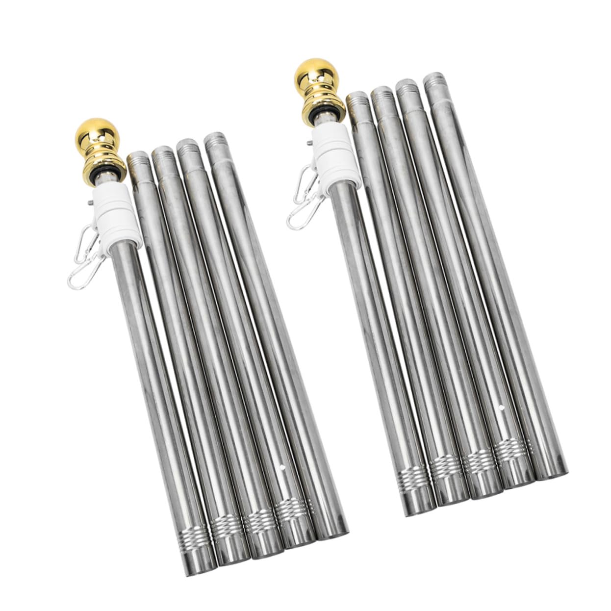 SHINEOFI 2 Stück Rostfreie Edelstahl Flaggenhalter aus 1,8m Veranda Fahnenmast mit Drehbarem Ring Wetterfeste Gartendeko für Outdoor Party und Rennen