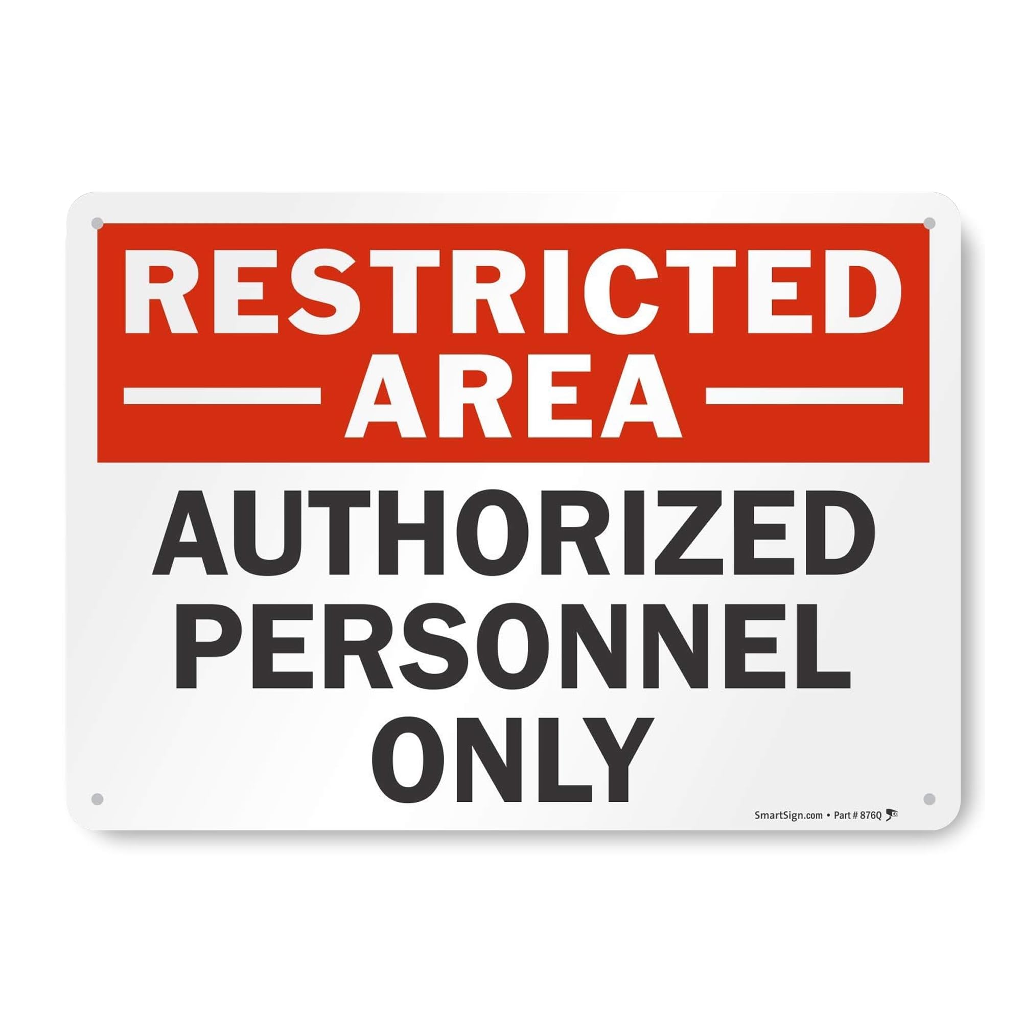 SmartSign 10 x 14 inch “Restricted Area - Authorized Personnel Only” Metal Sign, 40 mil Laminated Rustproof Aluminum, Red, Black and White