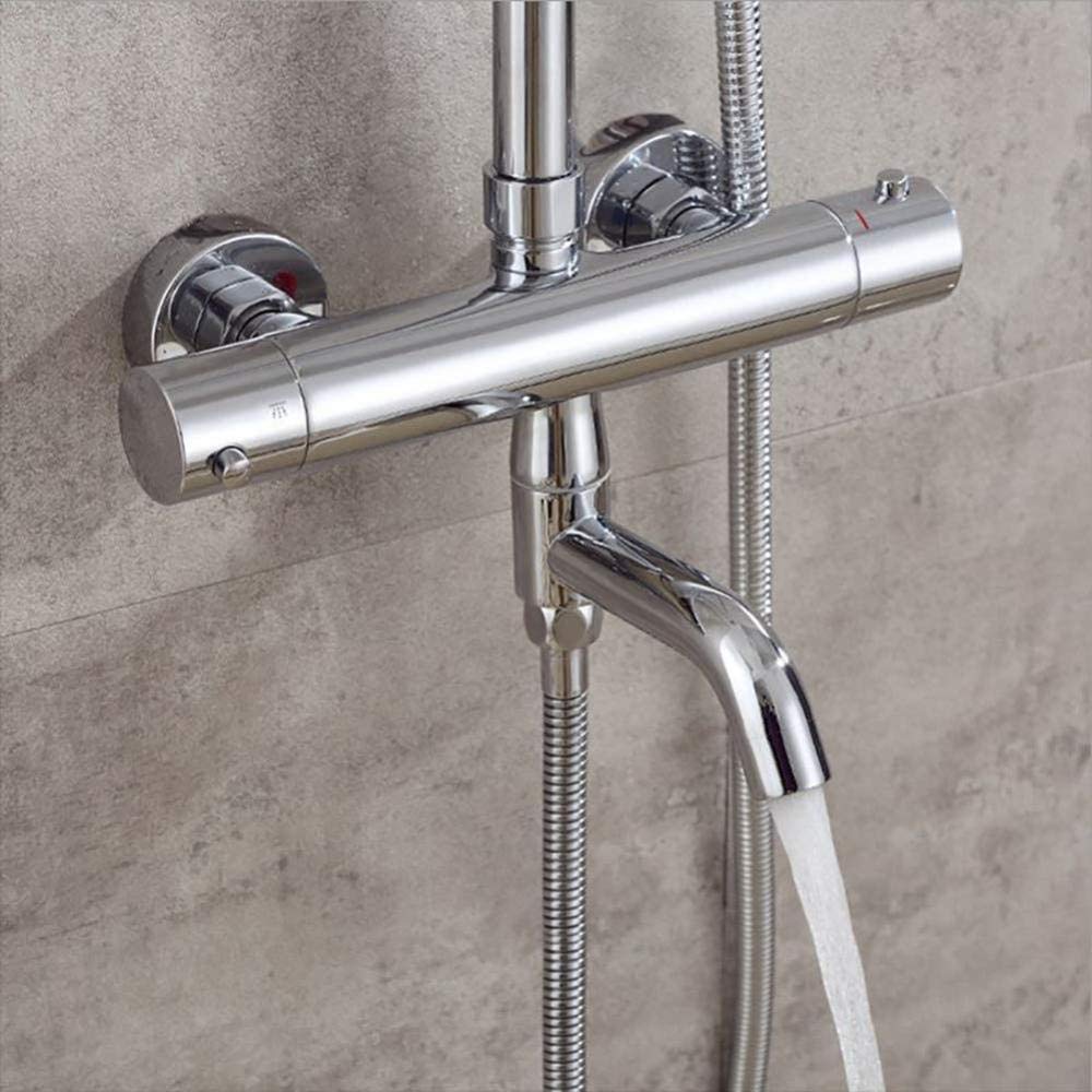 Brausegarnitur Messing Thermostatbrause Heb- und senkbar Drehbrause Anti-Korrosion Anti-Rost-Dusche Frei einstellbare Wasserbrause