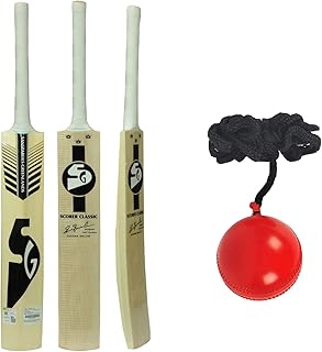 SG Scorer Classic Kashmir Willow Cricket Bat (Size: Short Handle,Leather Ball)&SG iball with Cord, Adult