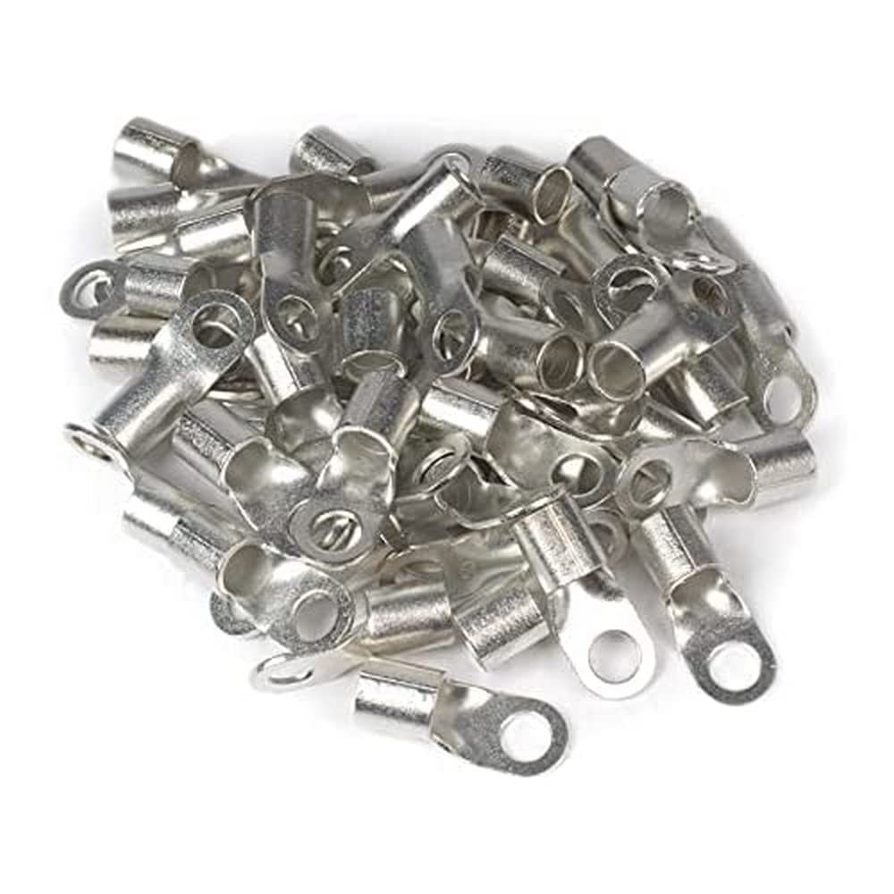 ERKO Professional Non-Insulated Ring Cable Lugs 100 pieces for M4 Screws and Wire Size 4-6 mm², Manufactured in Accordance with DIN 46234 Standard