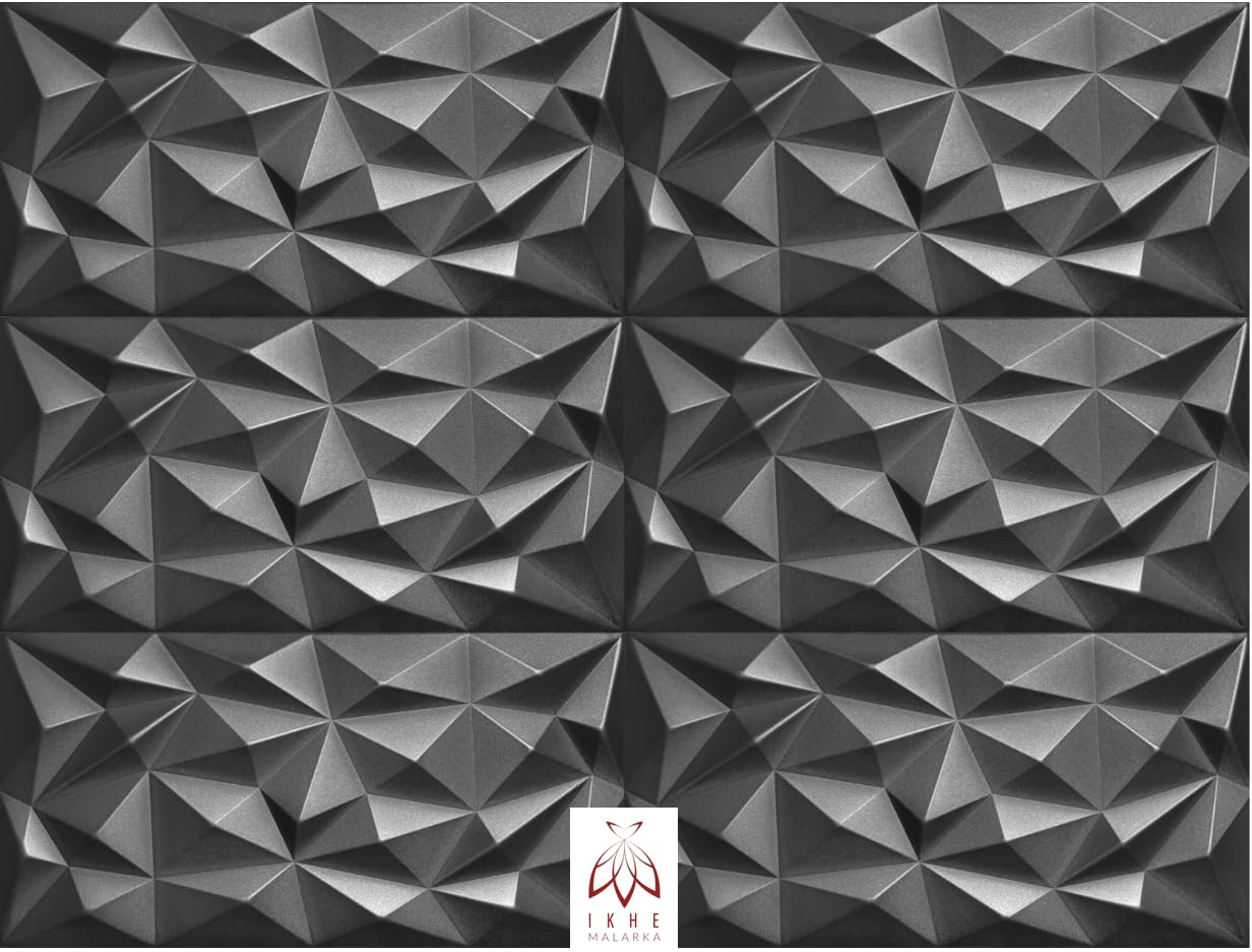 Panneaux 3D Polystyrène XPS Styrofoam - Panneaux Muraux et Plafonds Modernes - Panneaux Muraux Légers Flexibles 100 cm x 50cm / ‎‎8m² - 16 Pièces (Noir 03)