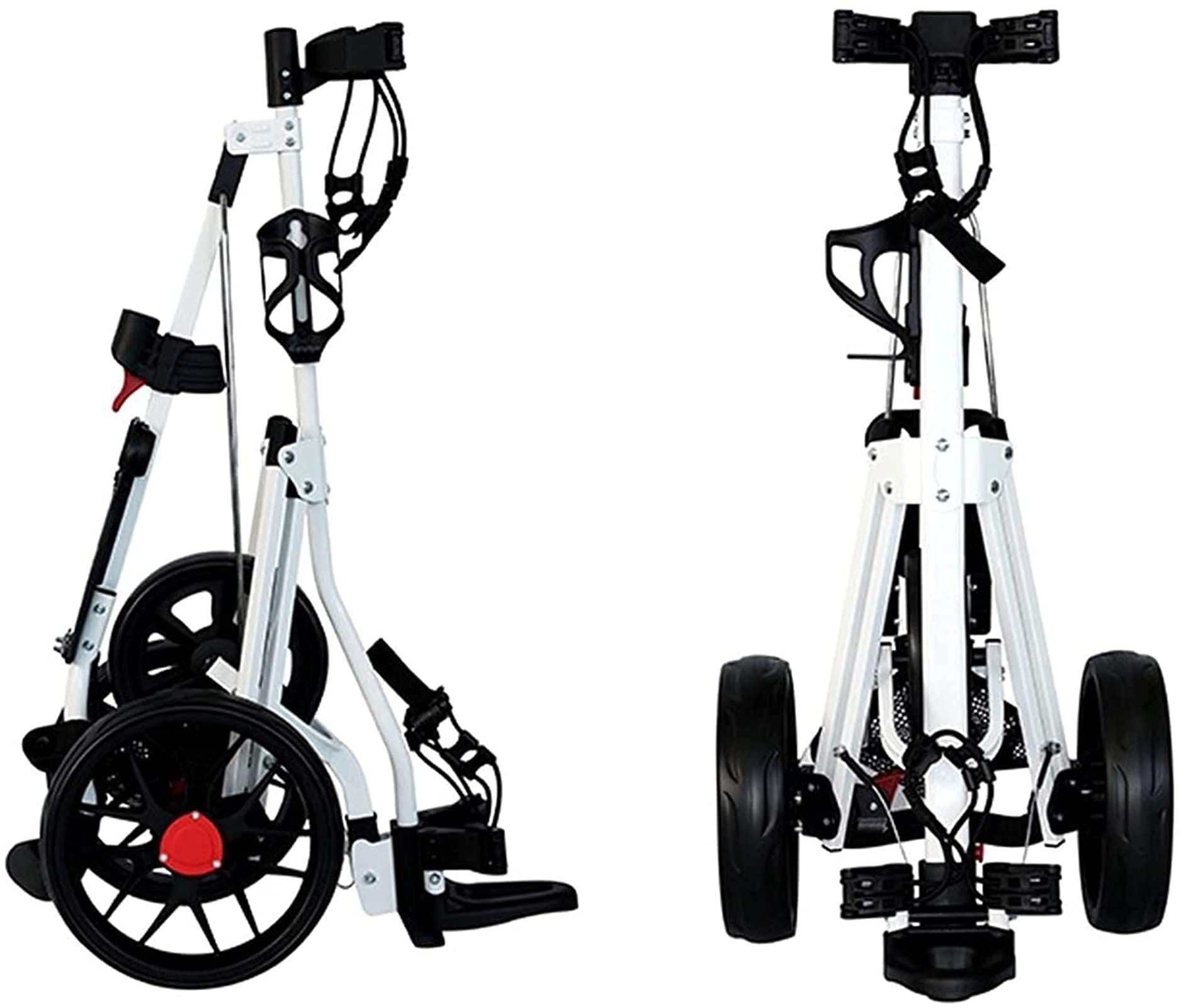 Golf Push Cart, Golf Push Cart mit 3 Rädern, Leichter Hand-Golfwagen mit Schirmhalter und Getränkehalter, einfach zu öffnen und zu schließen