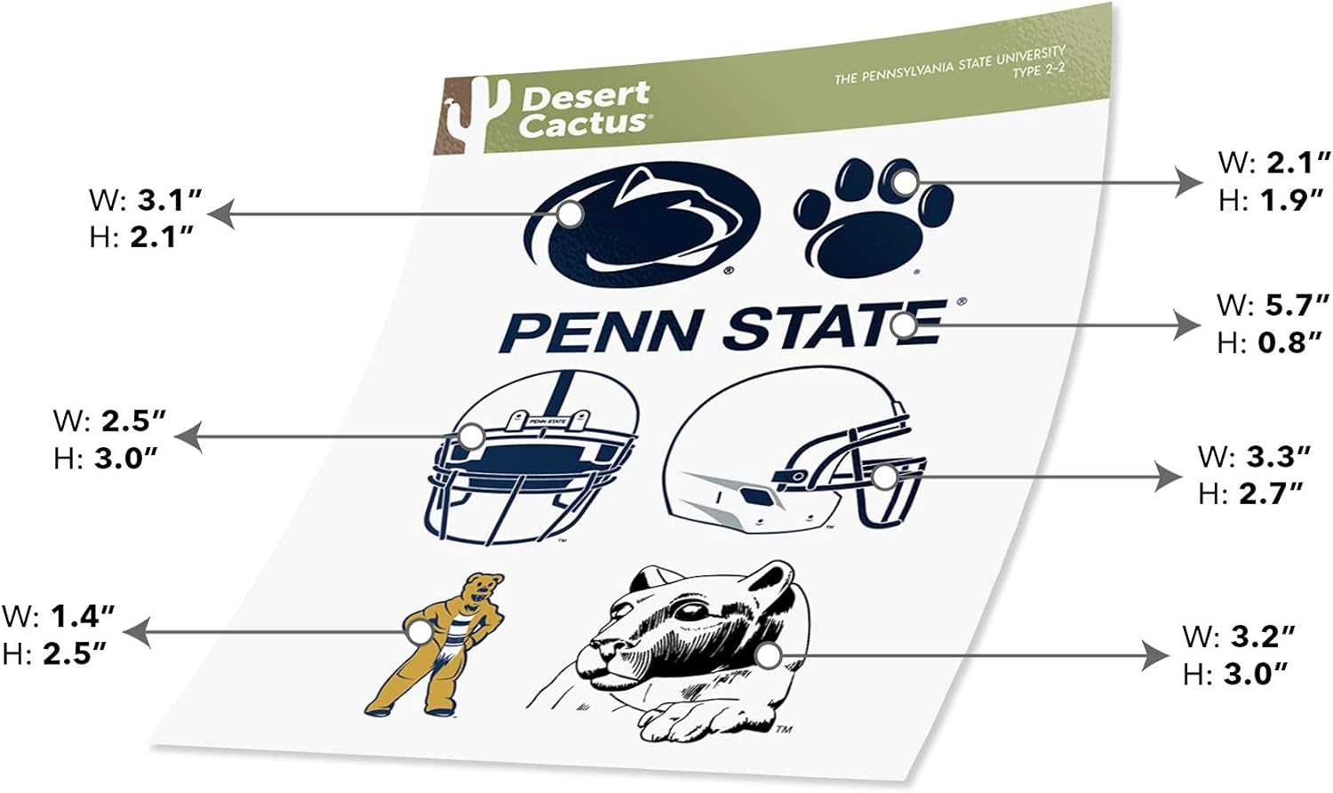 Desert Cactus The Pennsylvania State University Sticker Penn State PSU Nittany Lions Sticker Vinyl Decals Laptop Water Bottle Car Scrapbook Sheet T2 (Type 2) - Image 4