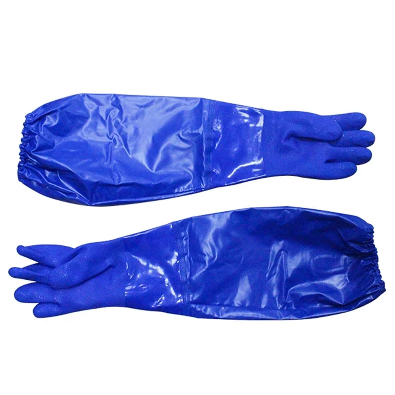 Generico Guanti da lavoro in PVC con polsino lungo 65 cm - Resistenti agli agenti chimici, impermeabili all'olio e all'acqua, base antiacida for uso domestico e pesca(XL)