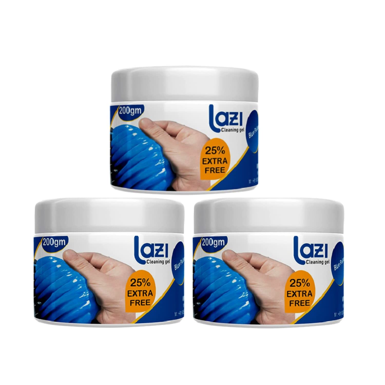 LAZI (Blue Pack 3) Multipurpose Keyboard PC Dust Cleaning Cleaner Slime Gel Jelly Putty Kit Magic Universal Super Clean Gel for Keyboard Laptop Car Accessories Electronic Product per Container 200gm-image-43