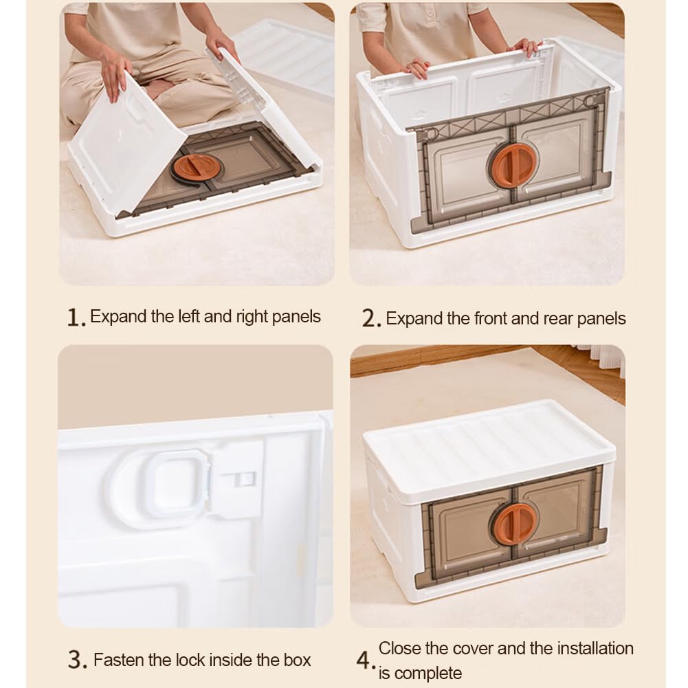 Cajas de almacenamiento apilables, cajas de almacenamiento de plástico con ruedas y asas, caja de almacenamiento plegable con hebilla de bloqueo para dormitorio, sala de estar, oficina, cocina y camp
