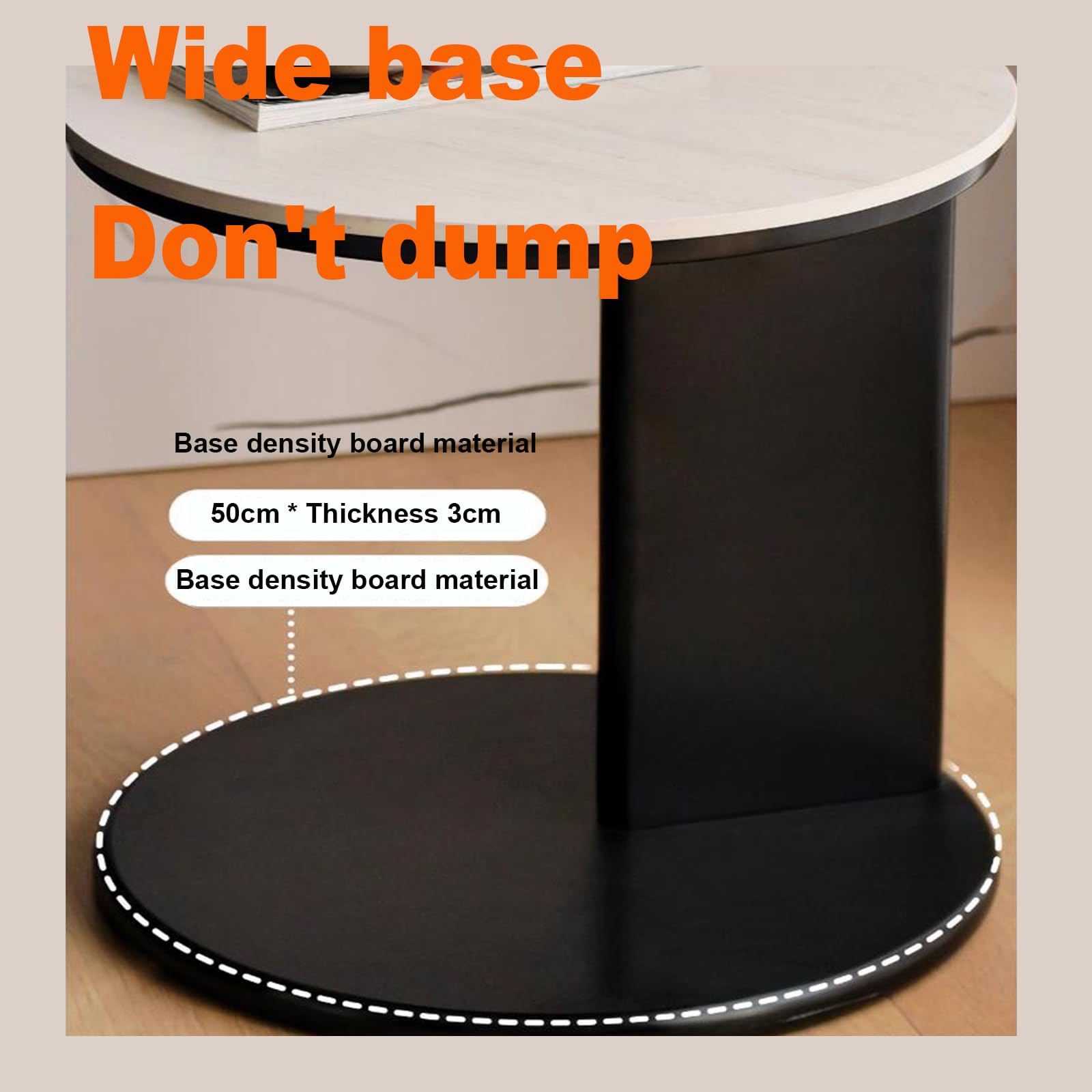 JATIBOSH Mesa de Café Tipo C, Bonito Aspecto de Nogal, Mesa de Centro Redonda, para SofáS, Salas de Estar, Dormitorios, Etc.DiáMetro de La Mesa 40 Cm/15.75 Pulgada.