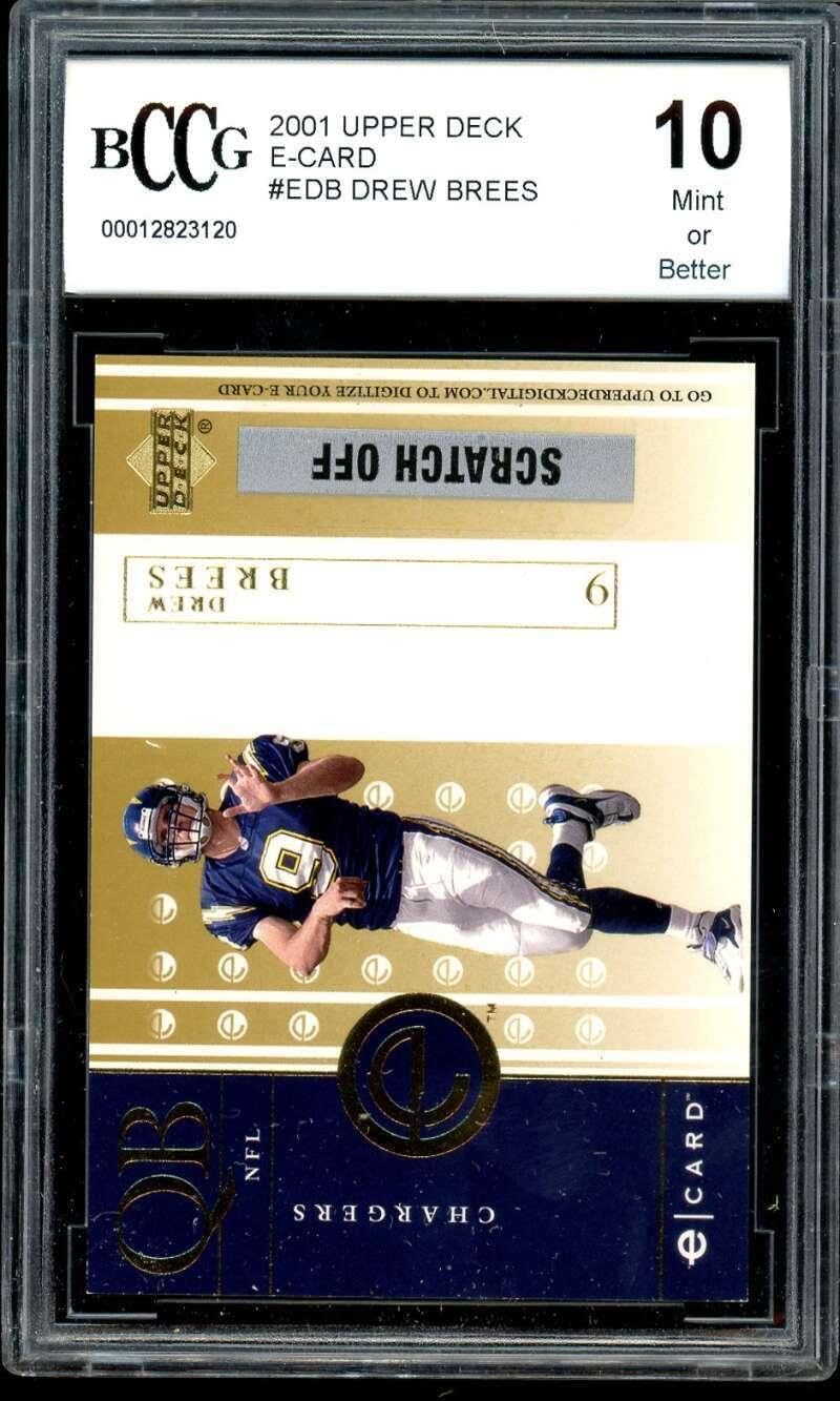 Drew Brees Rookie Card 2001 Upper Deck E-Card #Edb BGS BCCG 10 - Unsigned Football Cards
