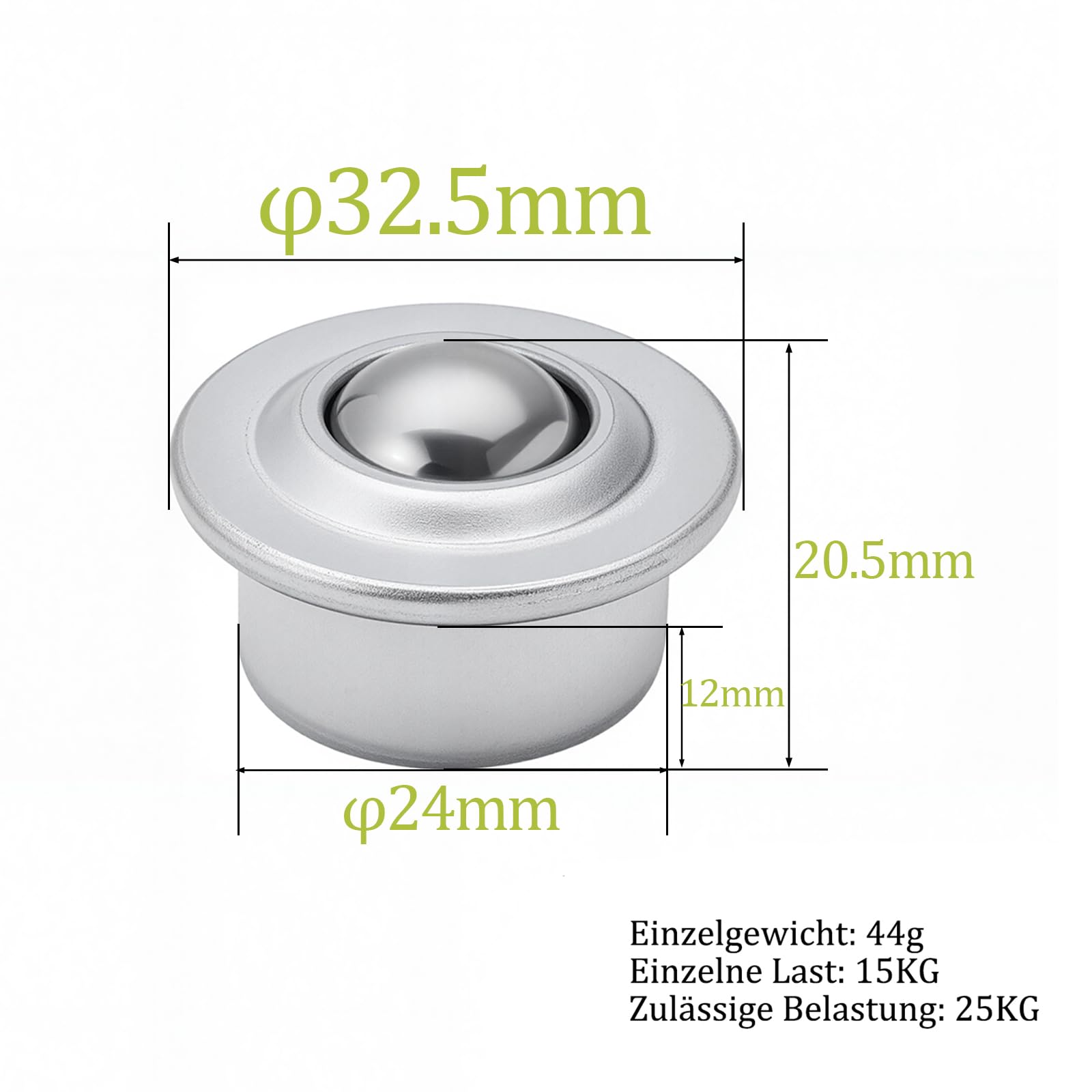 Rodamientos de Bola Rueda de Transferencia Acero 20mm Altura 8 Piezas