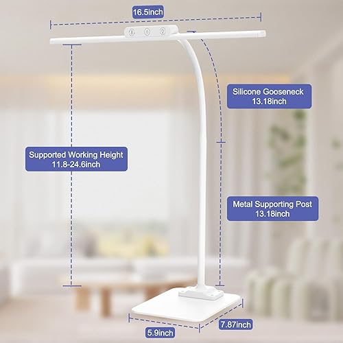 Miniatura 2 de KableRika Lámpara de escritorio LED con base luces de escritorio brillantes para oficina en casa - Lámparas de mesa de lectura para el cuidado de