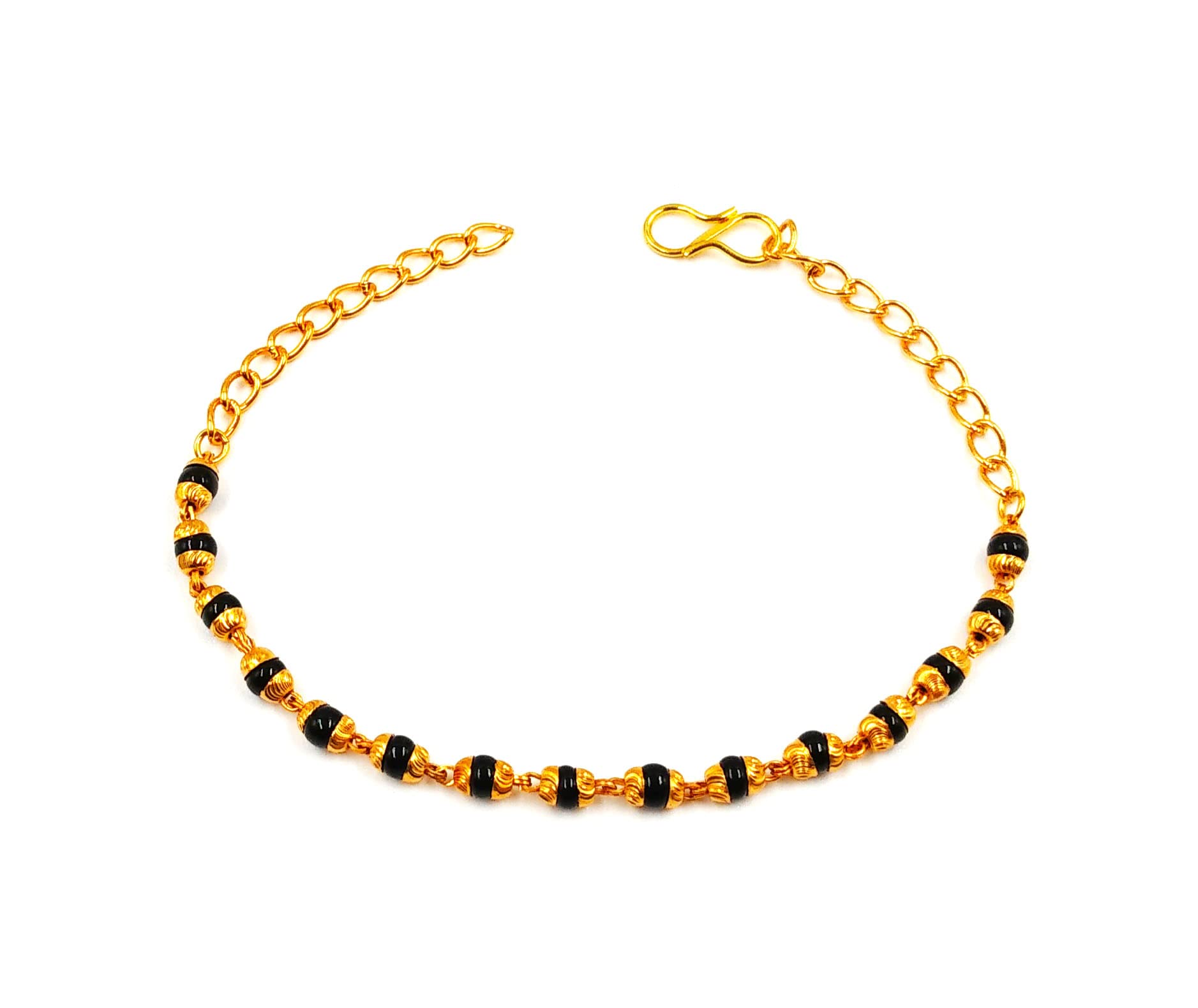 JHB Gold plated Black Beads Hand Mangalsutra Bracelet for Women And Girls (B09MBTFCXP) Amazon Price History, Amazon Price Tracker