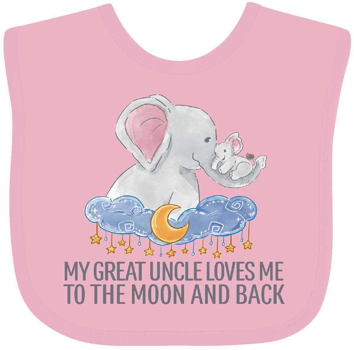inktastic My Great Uncle Loves Me To the Moon and Back Elephants Baby Bib