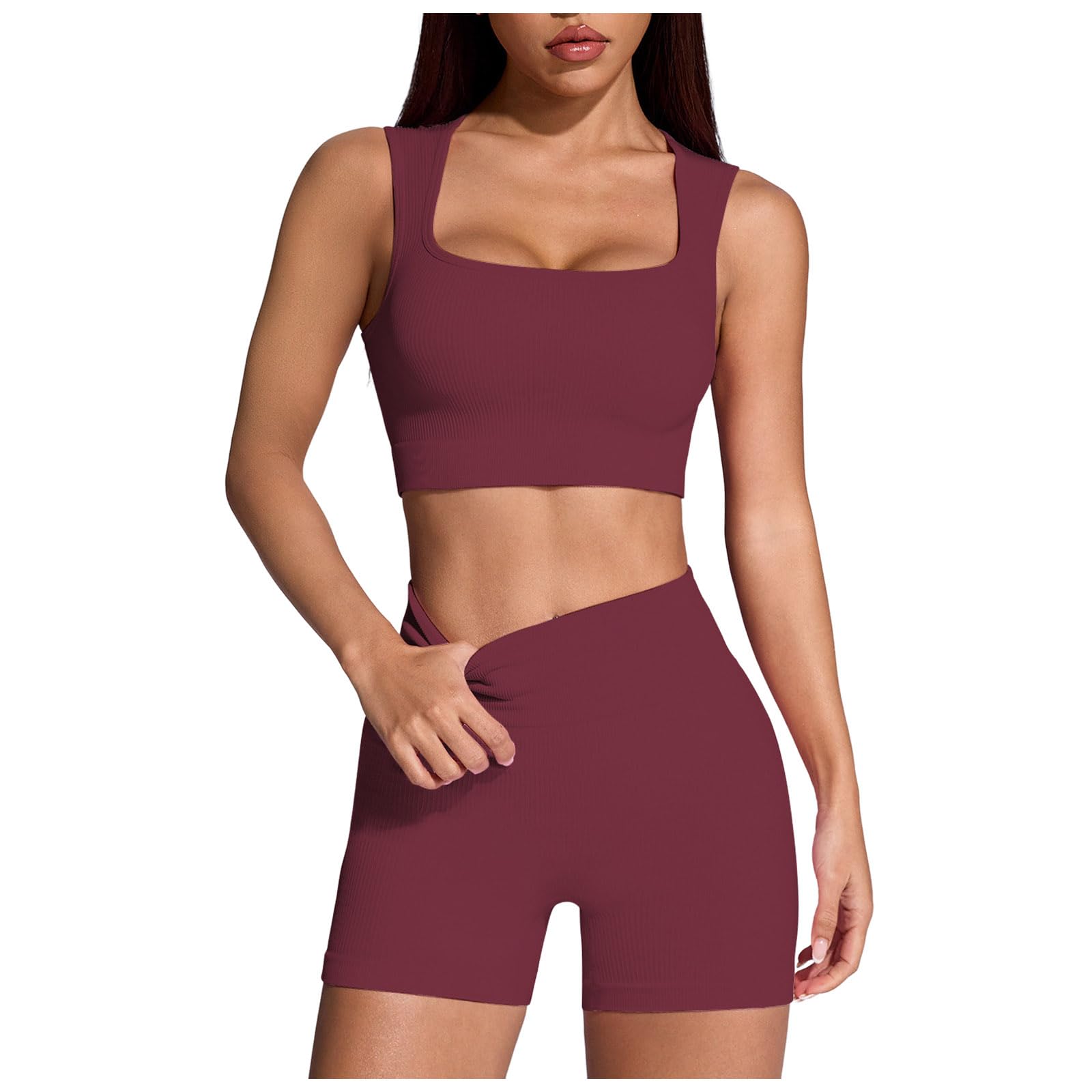 Conjunto Deportivo para Mujer Gimnasio Yoga Fitness Sujetador y Pantalones Cortos sin Costuras