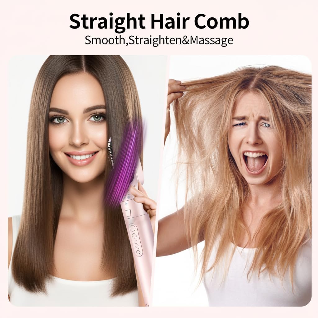 High-Speed 5 in 1 Hair Styler with Auto Curling Iron, Straightener & Volumizing Hot Air Brush |Fast Drying Ionic Blowout, No Heat Damage | Travel & Home Styling Tool (Pink) - Image 6