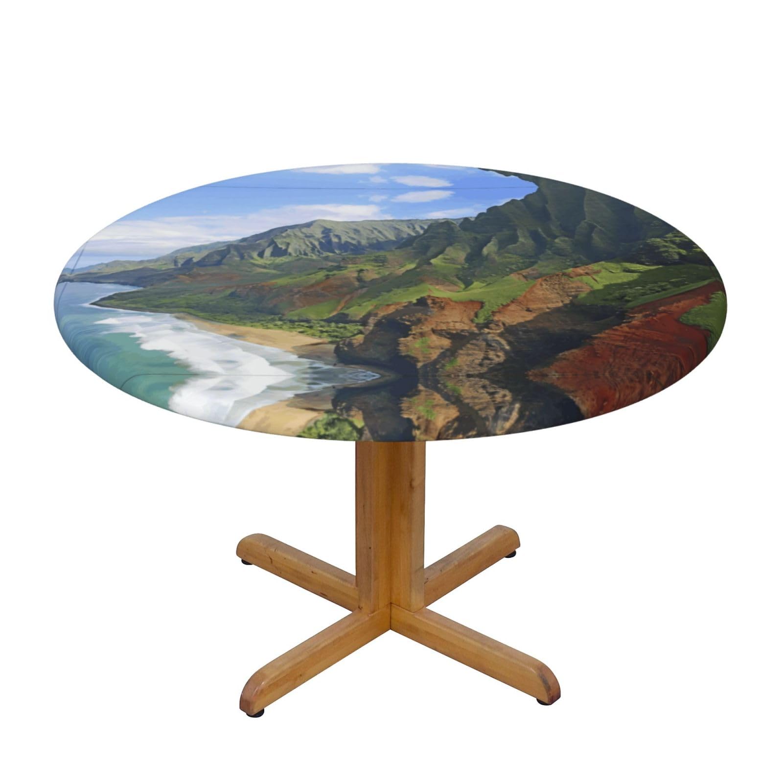 ZQYTGFDC Kauai Hawaii Seashore M Decorative Round Tablecloth Waterproof Anti Stain Oil Proof Size for 40 50 inch