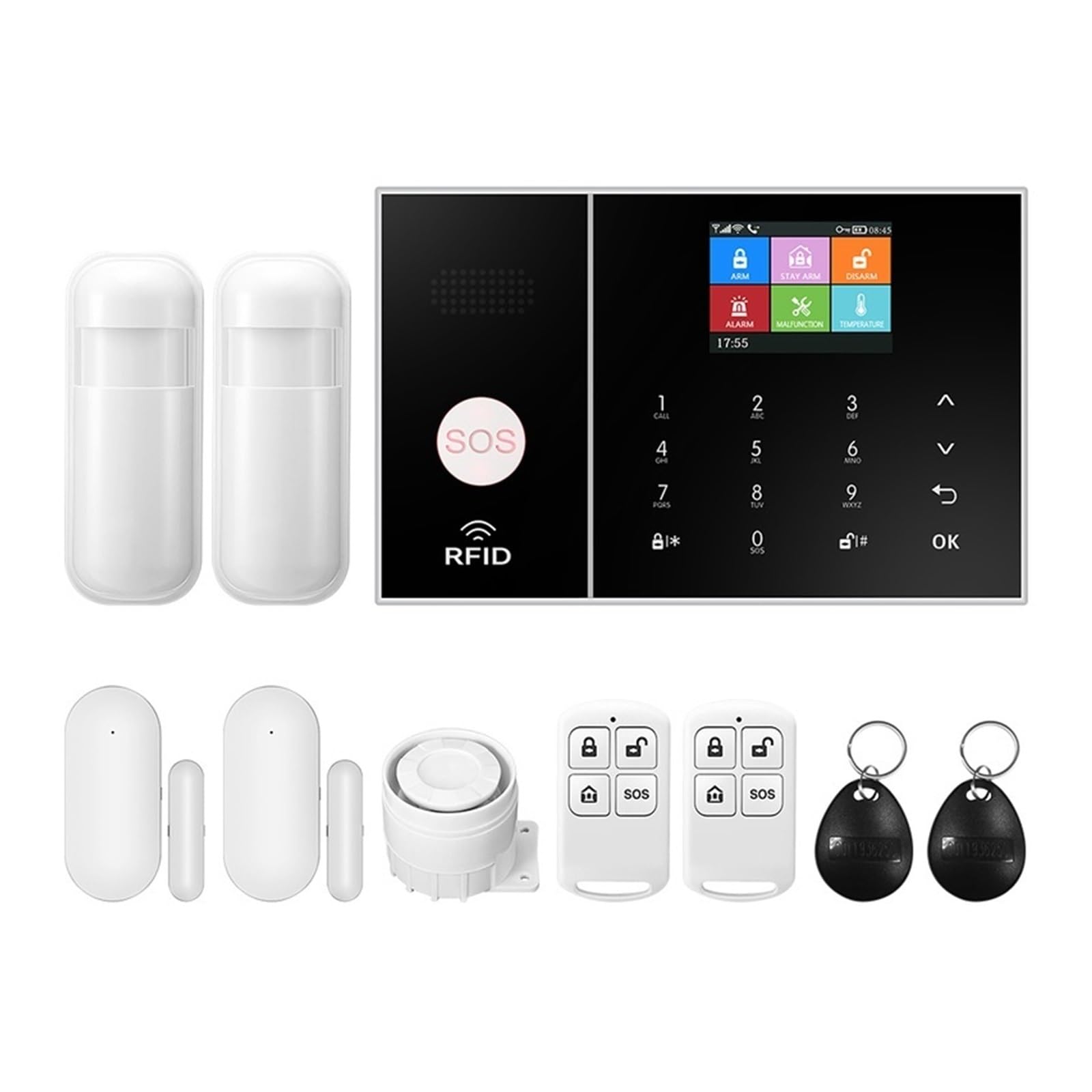 Sistemi di Sicurezza per La Casa di Allarme Smart Life for Host di Allarme di Sicurezza gsm WiFi Domestico con Controllo App Sensore Porta E Movimento(B)