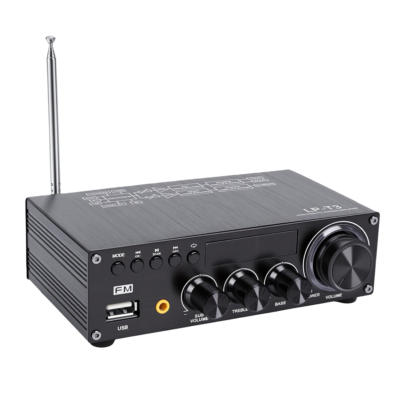 Luocute 2.1-Kanal-BT-5.1-Verstärkerplatine, 50 W X 2 + 100 W (EU-Stecker)
