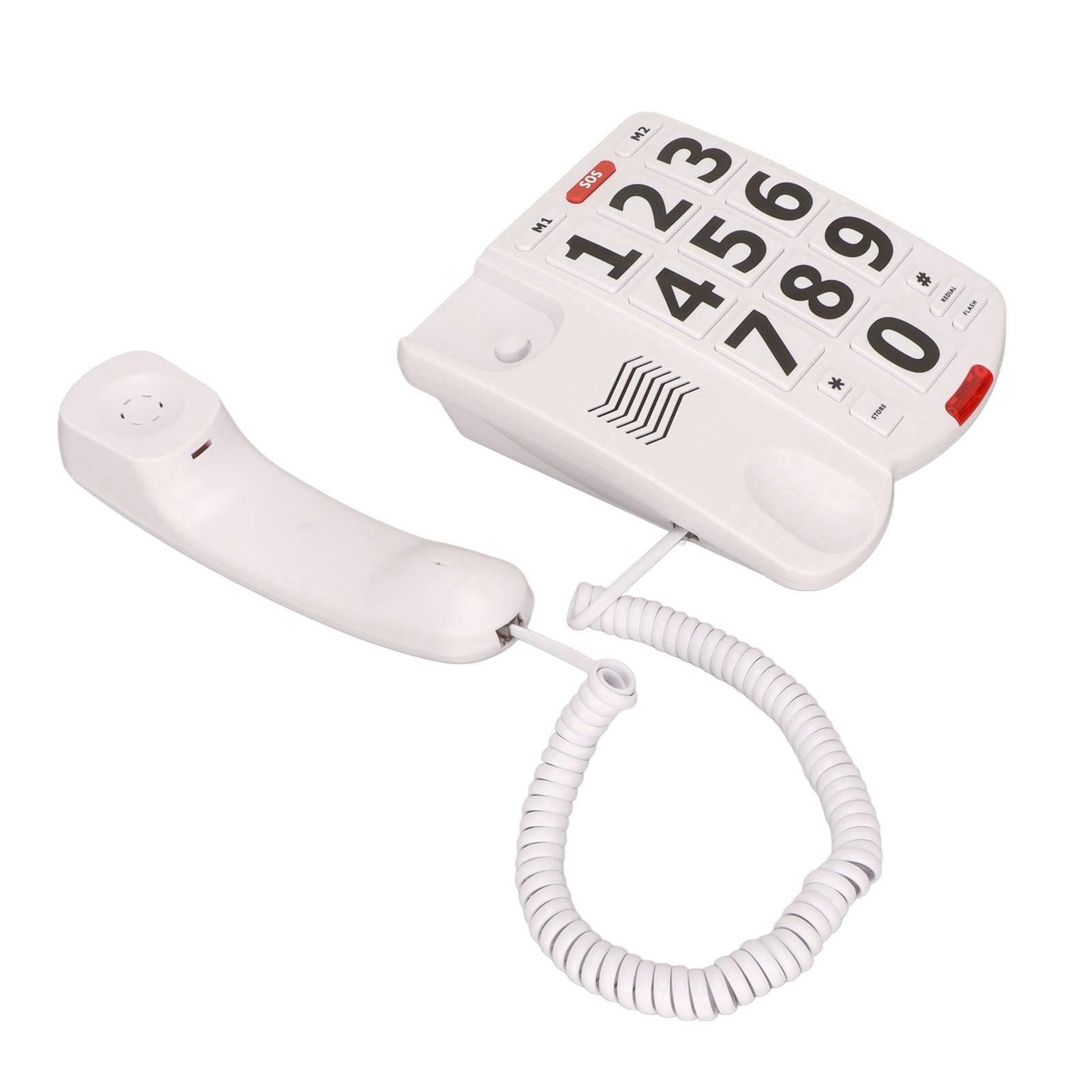 Teléfono Fijo para Personas Mayores, Gran Volumen Ajustable, 3 Teclas Familiares, Rellamada Rápida, Teléfono con Cable de Tecla Grande para Problemas de Visión O Audición