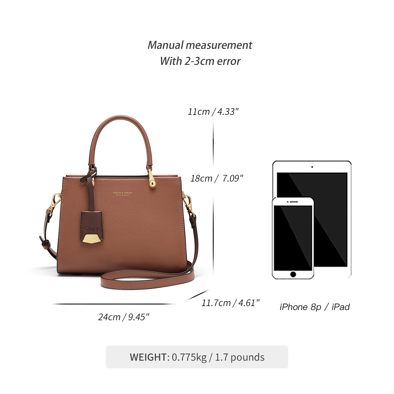 Cnoles Elegante Leder Damen Handtaschen Top-Handle Satchel mit Schulterriemen Modische Einkaufstaschen für Damen