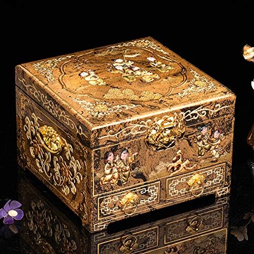 Amazon 中国古代漆器 宝石箱 高級感があり ジュエリーボックス アクセサリーケース ジュエリー収納 ピアス ネックレス収納 小物入れ 古風 手作りff24qq 九子 ジュエリー収納 オンライン通販