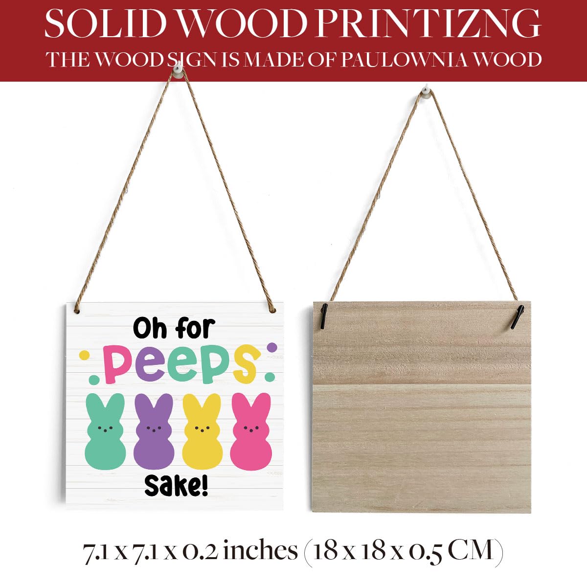 Rustic Easter Bunny Decor Wood Wall Art Wall Hanging Decor Funny Easter Decorations Easter Gift Wooden Decorative Plaque Sign for Home Farmhouse Kitchen Bathroom Outdoor Decor Oh for Peeps Shake Sign