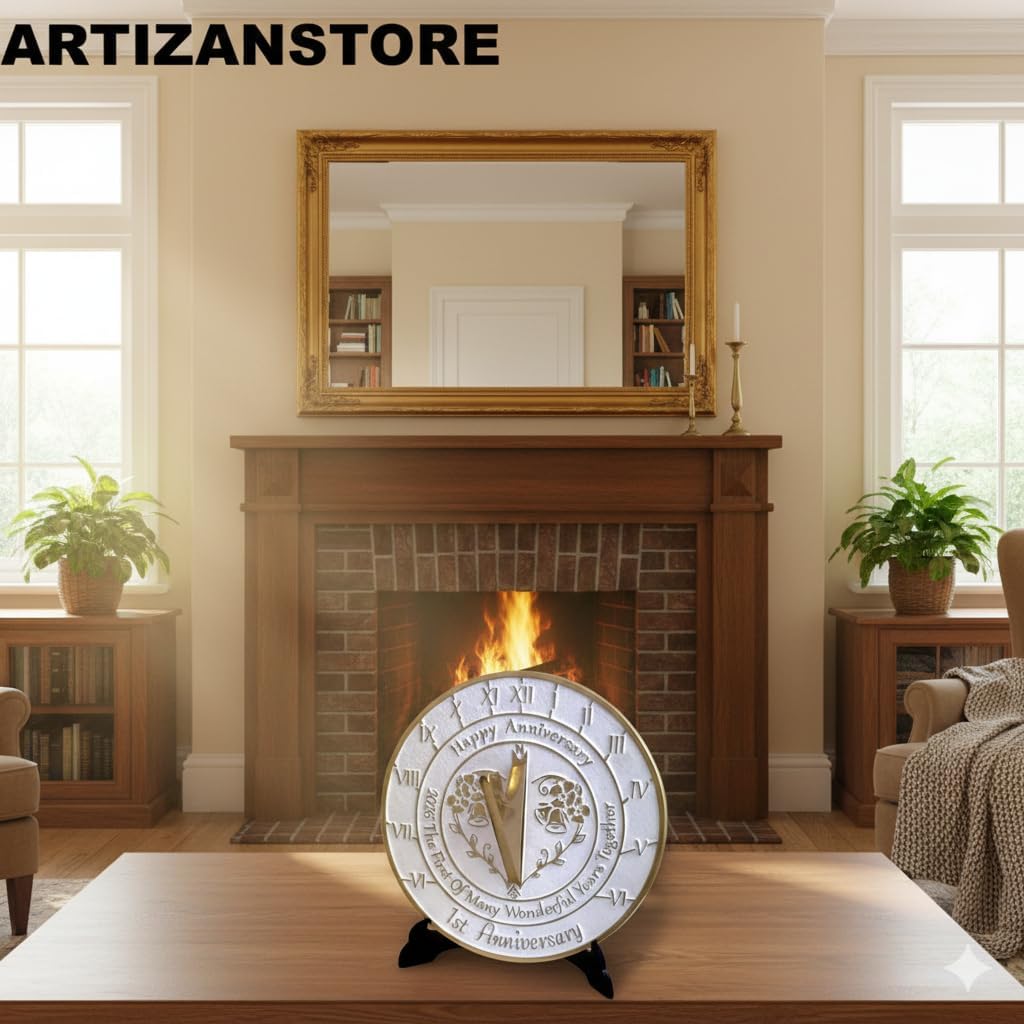 ARTIZANSTORE 1st Wedding Anniversary Sundial Wedding for Him Her Husband Wife Unique for Him