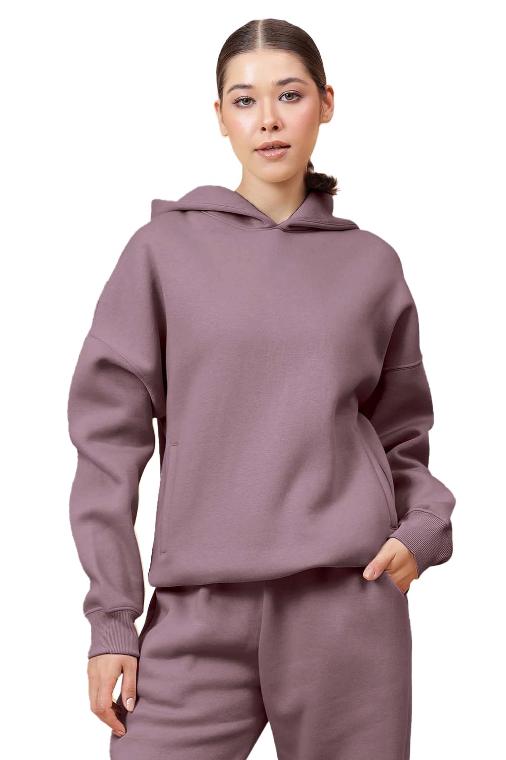 Solid CozyCore Fleece Hoodie for Women | Cozy Fleece Fabric, Long Sleeves, Hooded Neck | Perfect for Adults and Women | Casual Comfort-image-43