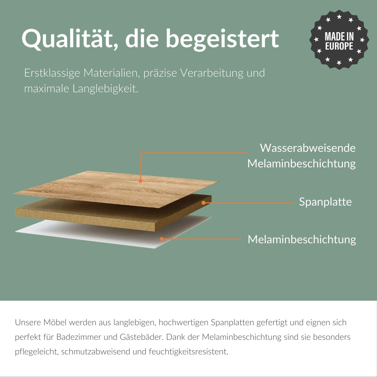 Planetmöbel Waschtisch mit Unterschrank 40 cm Waschbeckenunterschrank, Badmöbel-Set mit Waschbecken für kleine Bäder, Gäste WC, Gold Eiche