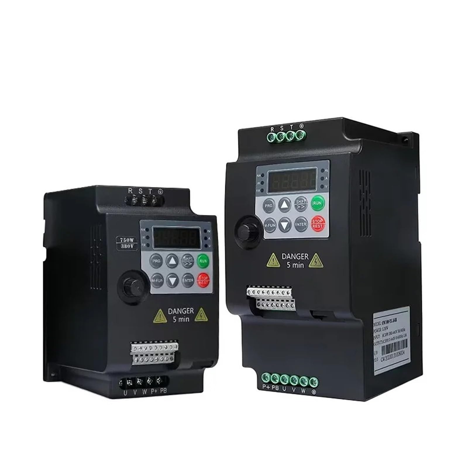 WENBIXIA CW100 5.5KW VFD with dimensions: 180mm height, 95mm width, 120mm depth