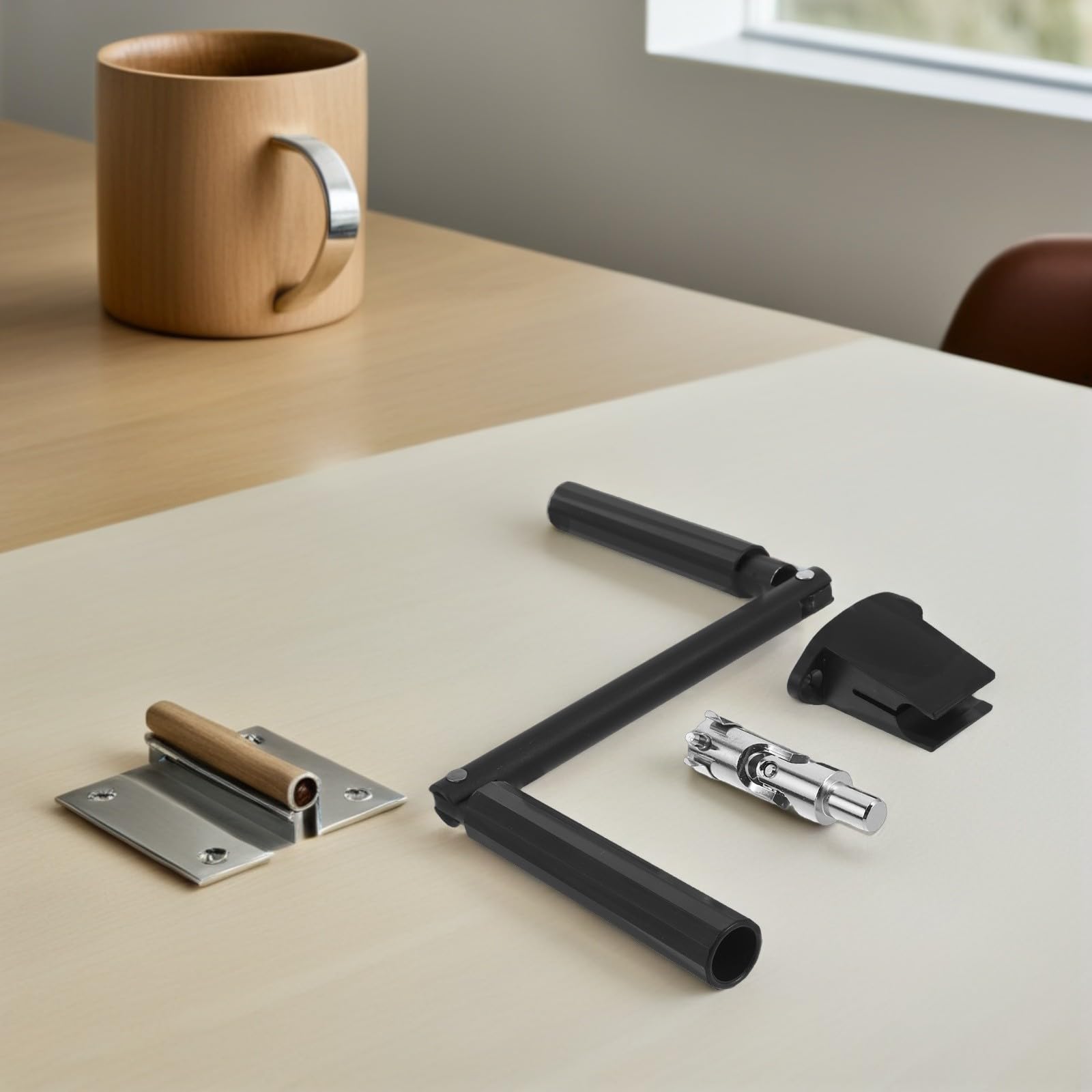 KICHOUSE Manivelle de Fenêtre Noire en Aluminium pour Volet Roulant et Fenêtres, Design Ergonomique et Opération Simple, pour Décoration Contemporaine et Patios