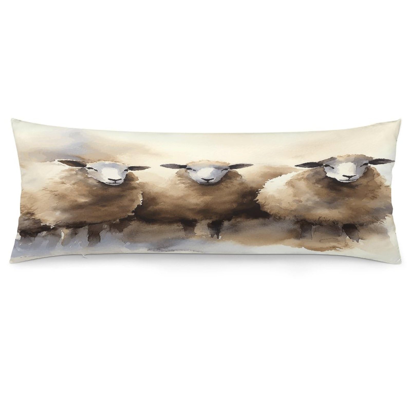 Sheeps Watercolor Throw Pillow Cover Soft Lumbar Pillow Covers with Zipper Breathable Rectangular Cushion Case Polyester Pillow Case Decorative Body Pillow Cover for Couch Bed