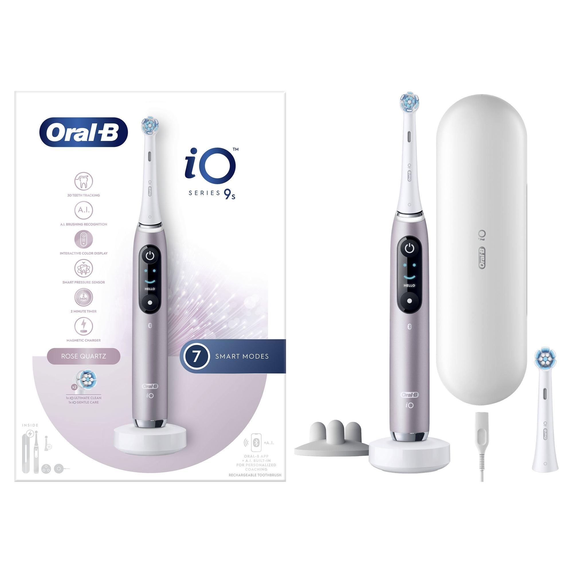 Oral-B iO - 9S Spazzolino Elettrico Ricaricabile Rosa + 2 Testine