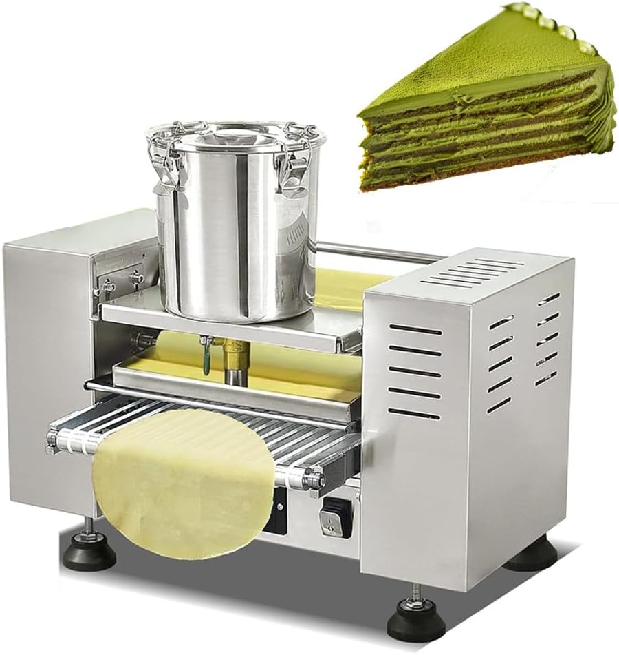 Automatic Cake Crust MachineCrepe Maker & Mille feuille Crust Machine,Crepe Dia,6-9”,Thickness 0.016”-0.047”,Adjustable Speed,for Tortilla,Pizza (8in)