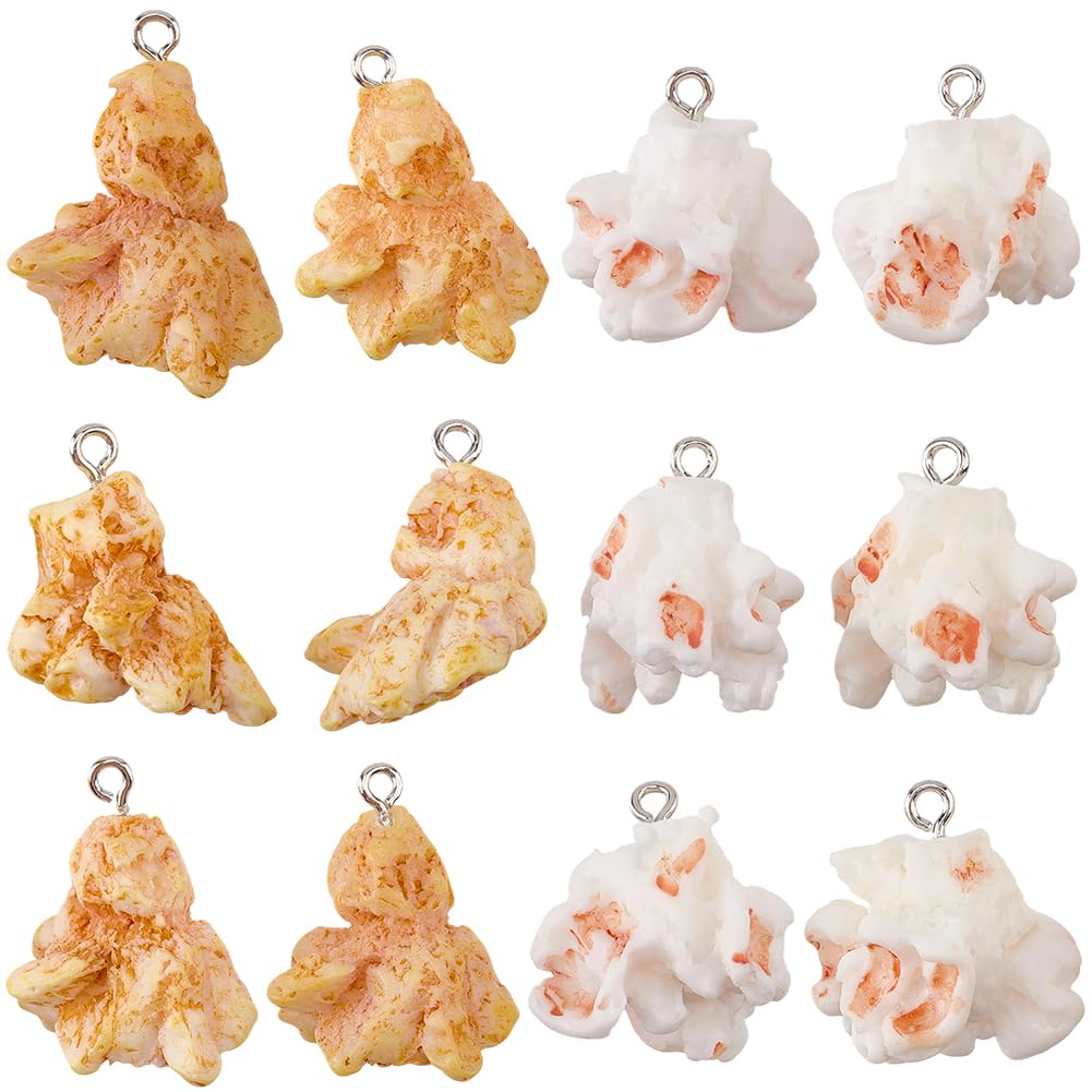 Breloques popcorn pour décoration de fête foraine et accessoires de mode uniques