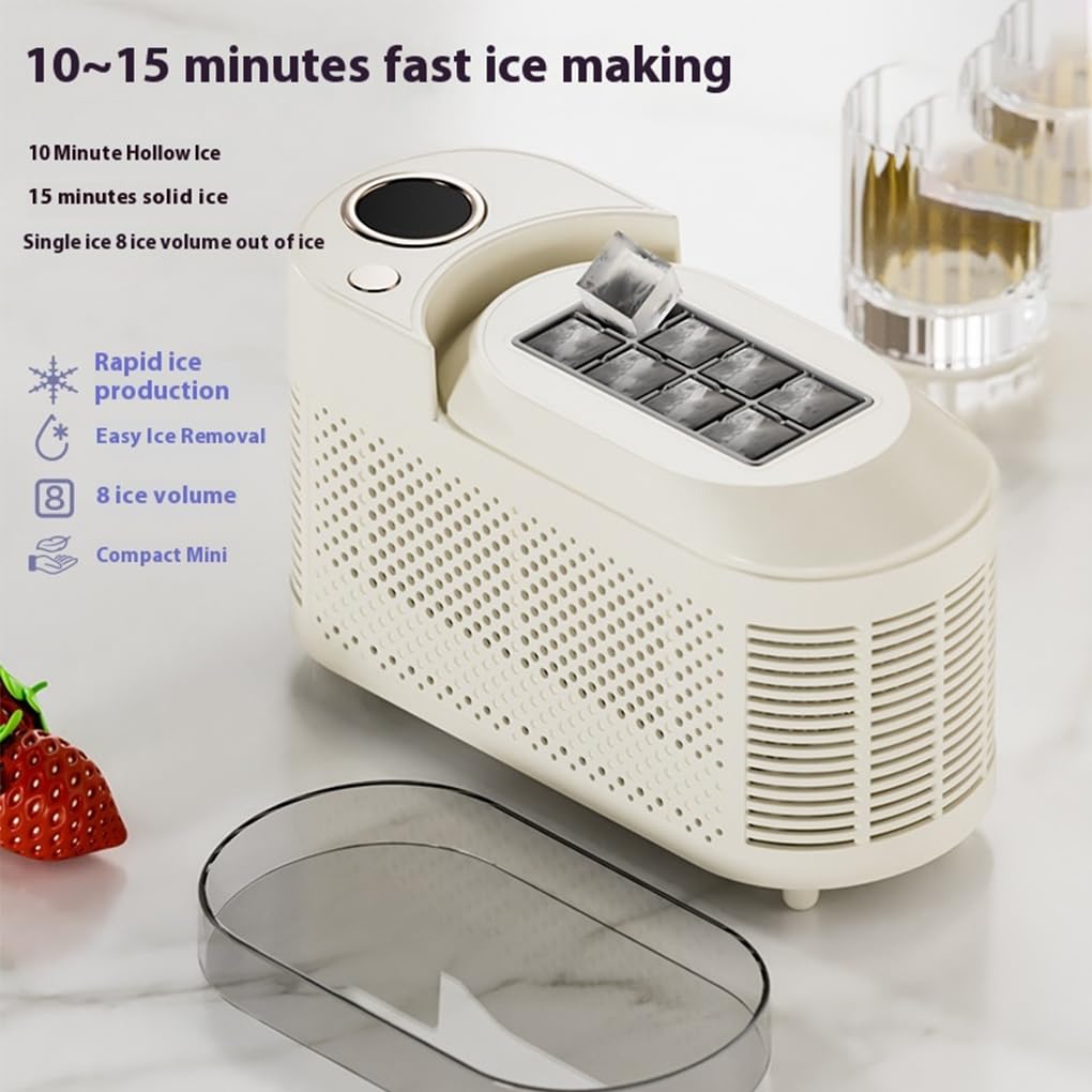 Máquina portátil para fabricar hielo de encimera, mini máquina para hacer cubitos de hielo para acampar en casa y caravanas, cargador ABS para máquina de hielo, A