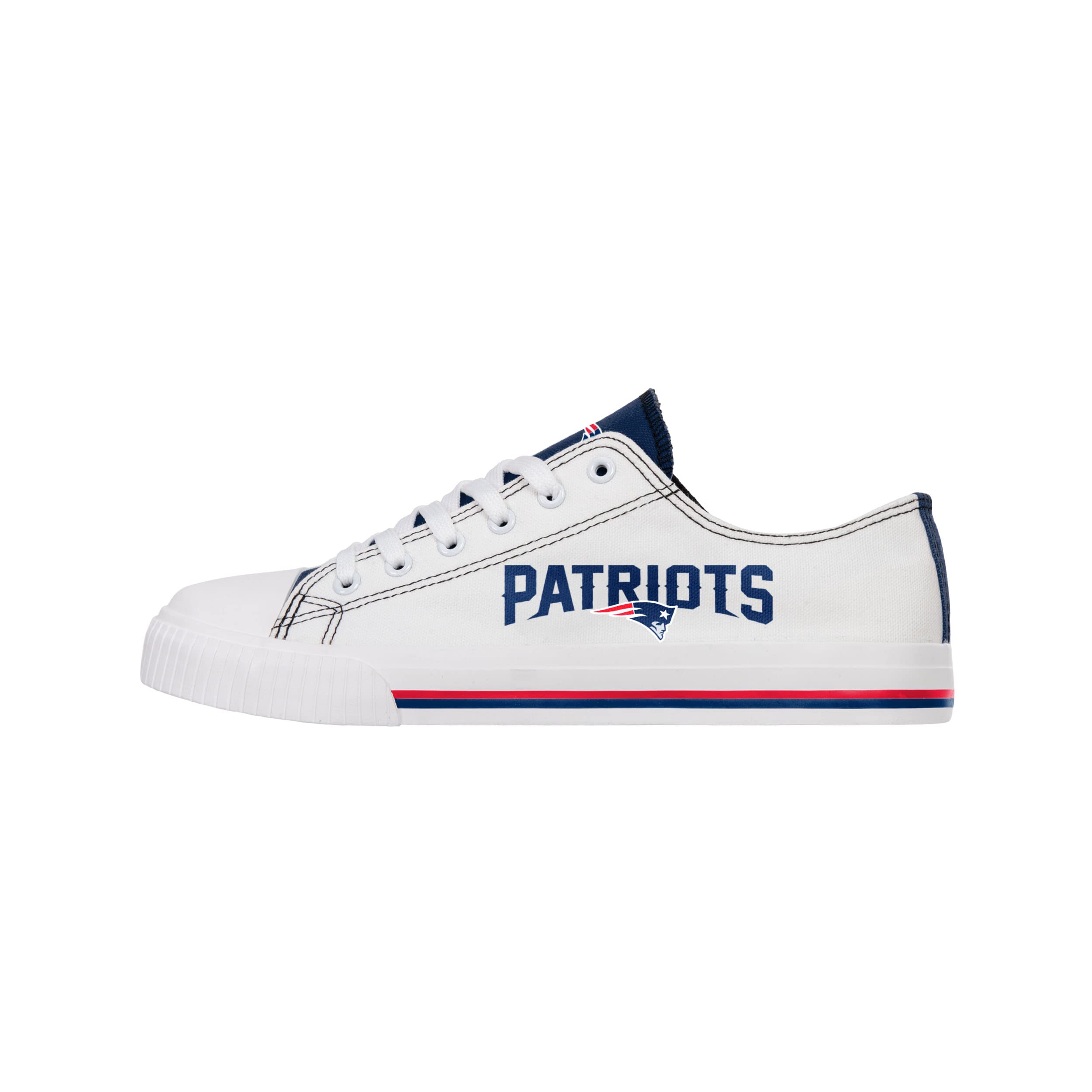 FOCO New England Patriots NFL Mens Low Top White Canvas Shoes - 10/L