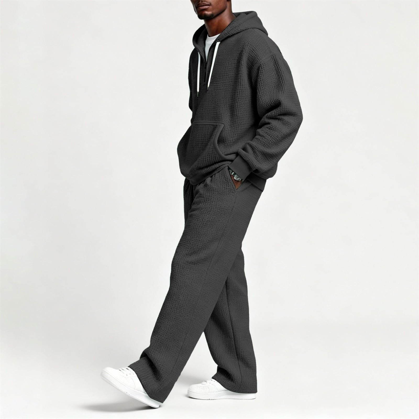 Tuta Completa Uomo Sportiva Hoodie Con Cappuccio E Pantaloni Set