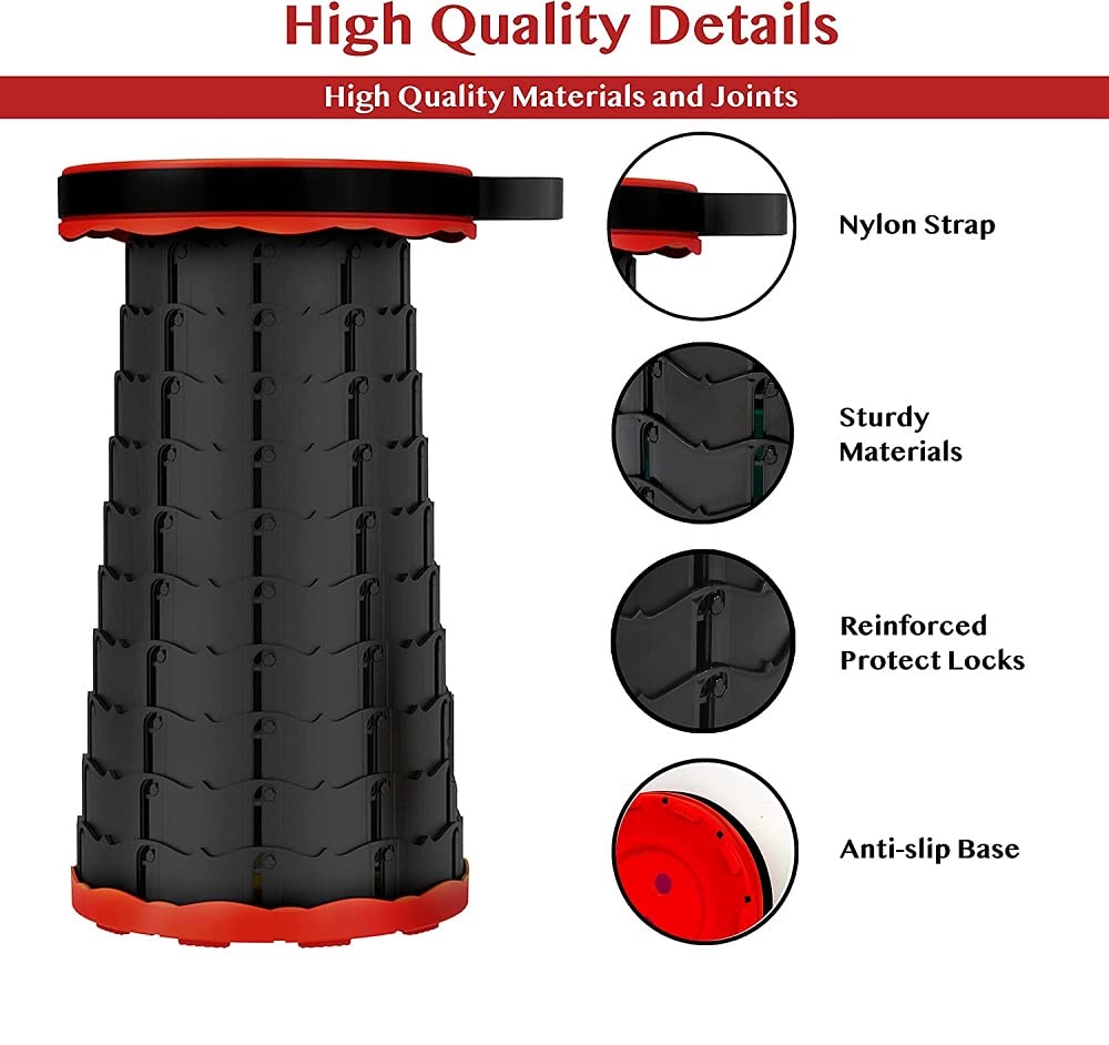 South Area Sgabello Pieghevole Da Campeggio - Leggero, Regolabile, Portatile, Capacit&agrave; 220kg