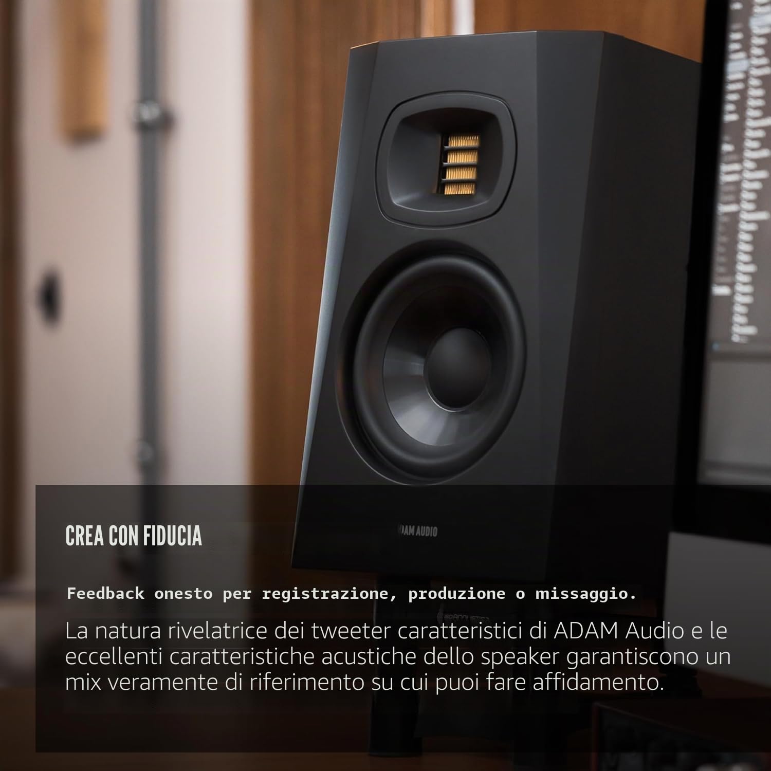 Adam Audio Monitor Studio T8V per registrare, mescolare e padroneggiare, Suono di qualità Studio (singolo)