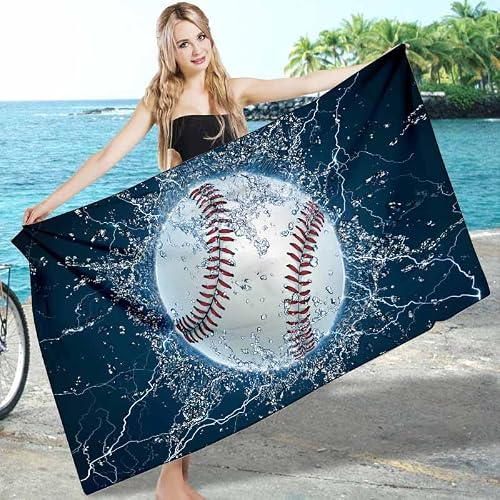 Microfiber Baseball Beach Towel - 30"X60" Large Beach Towel Blue Cool Quick Fast Dry Absorbent Lightweight Sand Free Bath Towels #TOP2